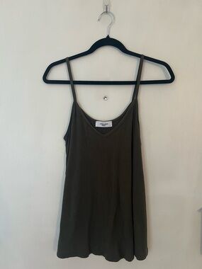 Carly Jean Los Angeles Olive Green V-Neck Spaghetti Strap Tank Top